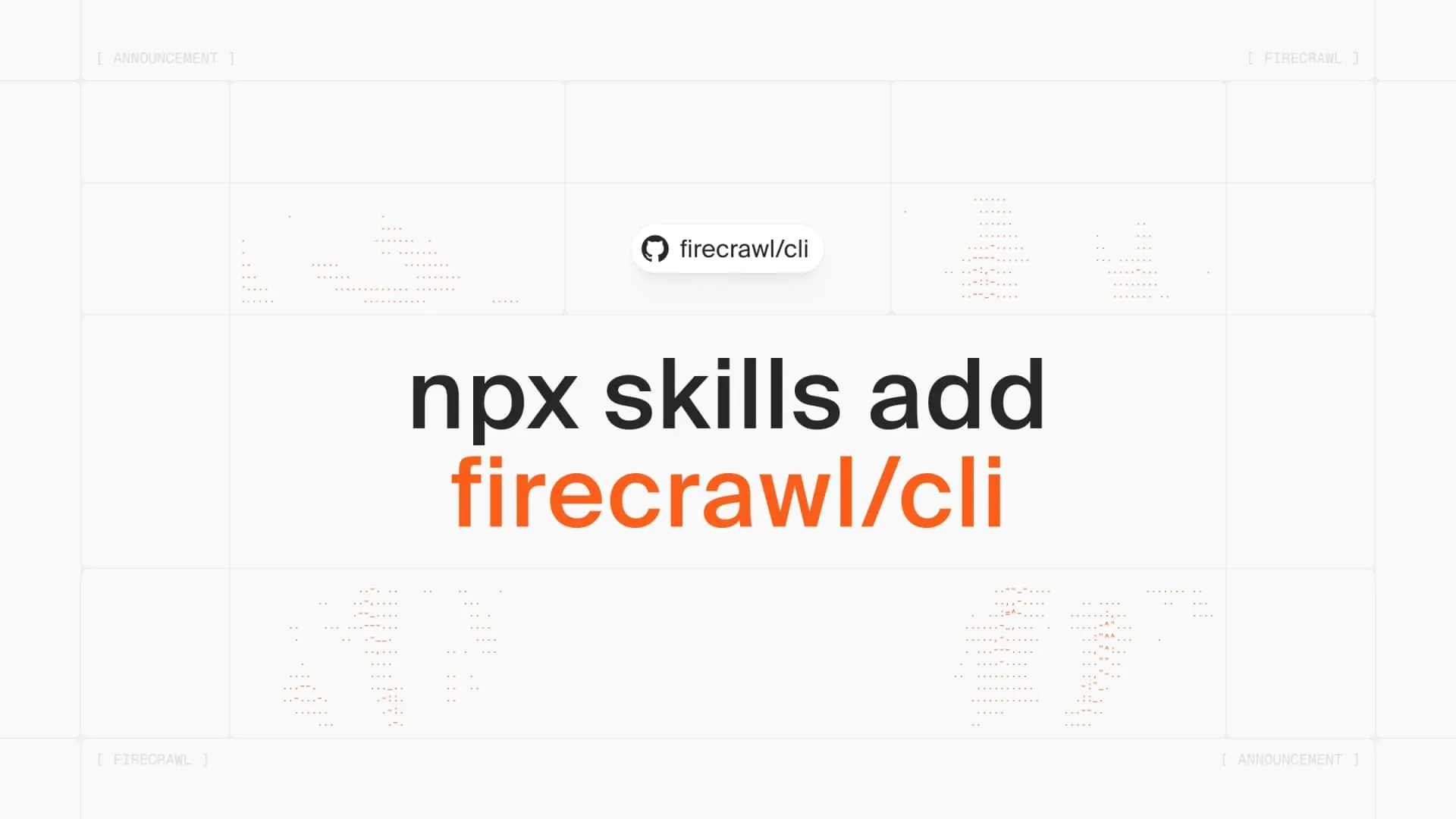 Firecrawl CLI and skills launch banner showing the Firecrawl logo with CLI and agent skills integration